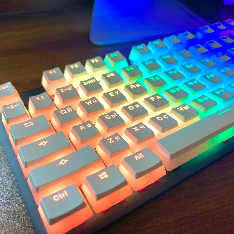 Pudding Keycap RU Layout Double Shot PBT Keycaps Feature a Translucent Dual-Layer Style  Russian Keycap