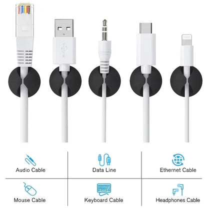 5/50Pcs Mini Cable Winder Organizer USB Charging Cable Clips Desk Tidy Organiser Wire Cord Holder Protectors in Home Office Car