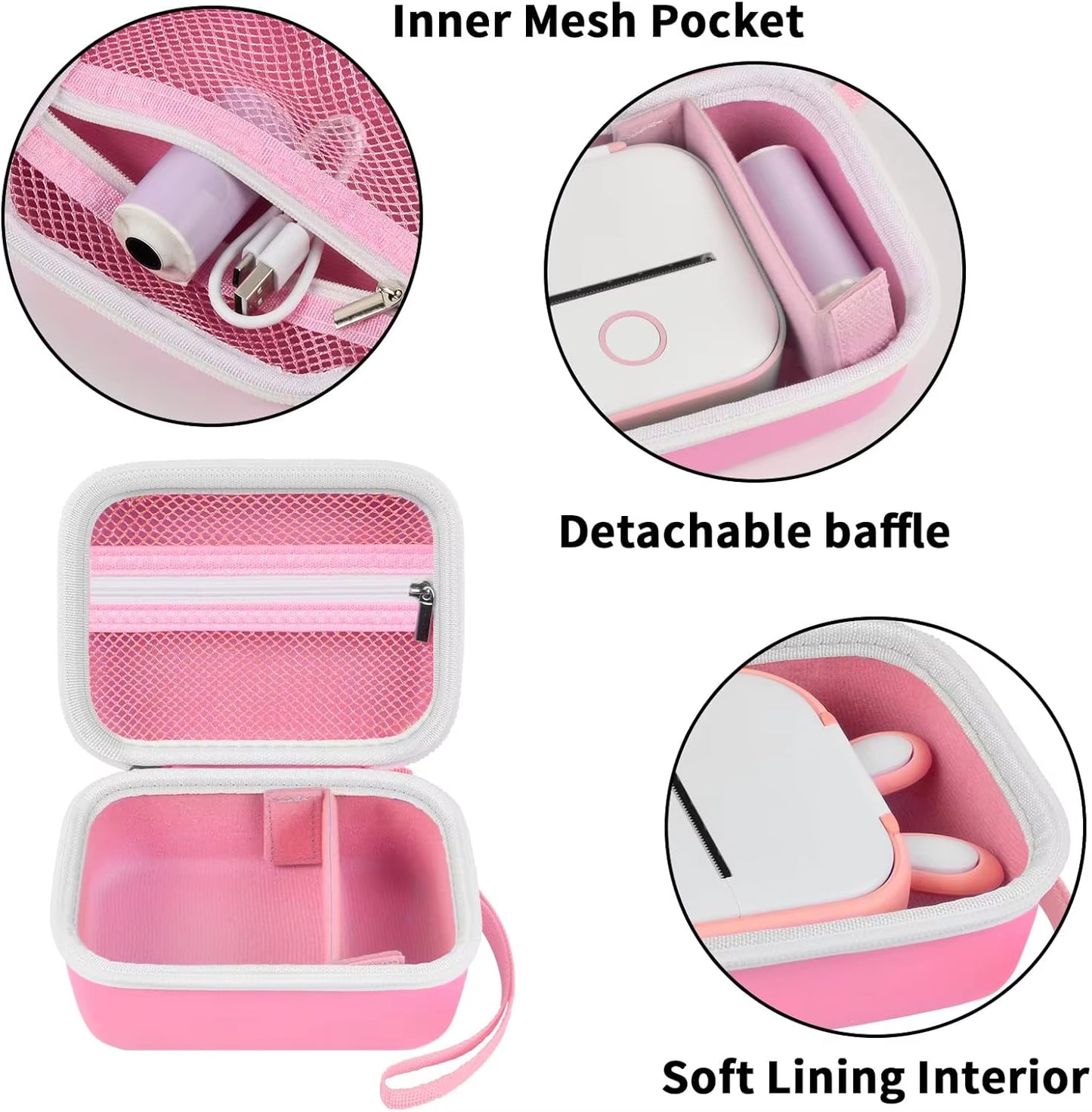 Label Maker Case for Memoking T02/ for Phomemo M02/ M02S/ M02 Pro/ Q30S/ Ponek Mini Pocket Printer, Printer Storage Organizer