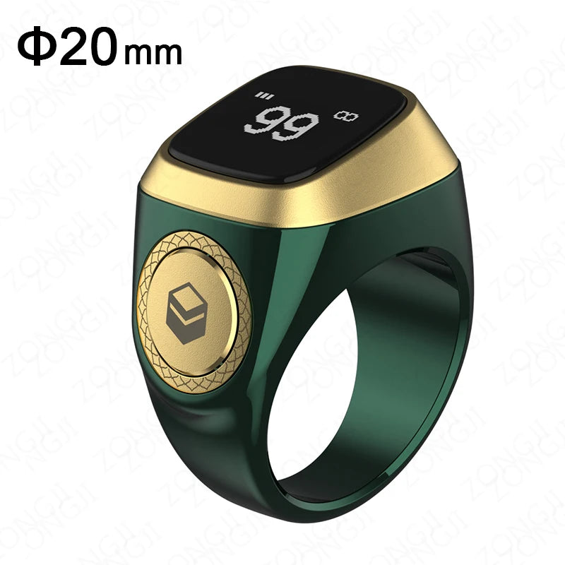 Iqibla Smart Praise Zikr Ring Tasbih Tally Intelligent Digital Counter for Muslims 5 Prayer Time Vibration Reminder Waterproof