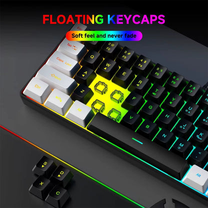 2025 New Mini 60% Compact Wired Keyboard 61 Keys RGB Backlight Membrane Keyboard for Windows PC Office Laptop Computer
