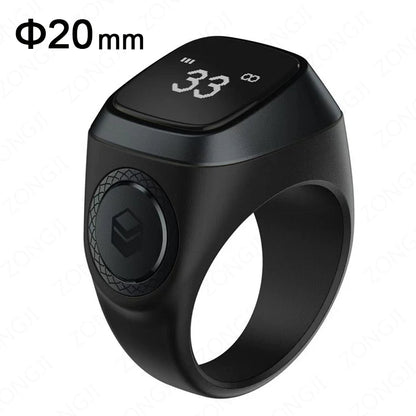Iqibla Smart Praise Zikr Ring Tasbih Tally Intelligent Digital Counter for Muslims 5 Prayer Time Vibration Reminder Waterproof