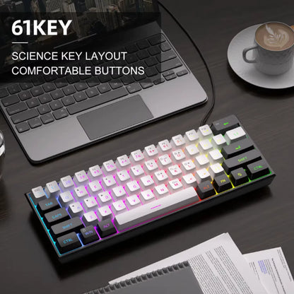 2025 New Mini 60% Compact Wired Keyboard 61 Keys RGB Backlight Membrane Keyboard for Windows PC Office Laptop Computer