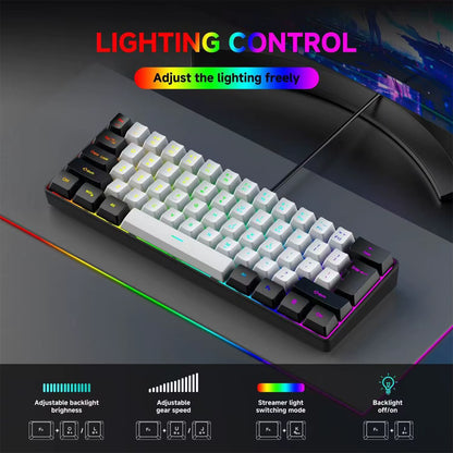 2025 New Mini 60% Compact Wired Keyboard 61 Keys RGB Backlight Membrane Keyboard for Windows PC Office Laptop Computer