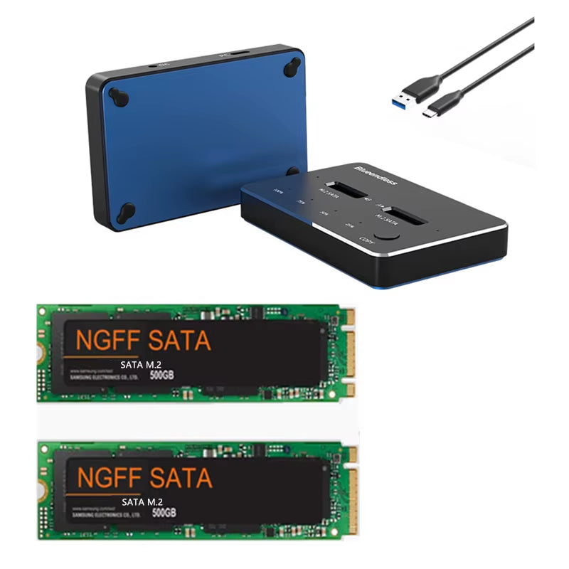 Dual Bay Ssd Enclosure Usb C M2 Ssd External Case M2 NVME/NGFF Case Ssd Hdd SSD Docking Station Usb C Clone Function