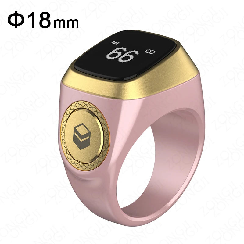 Iqibla Smart Praise Zikr Ring Tasbih Tally Intelligent Digital Counter for Muslims 5 Prayer Time Vibration Reminder Waterproof