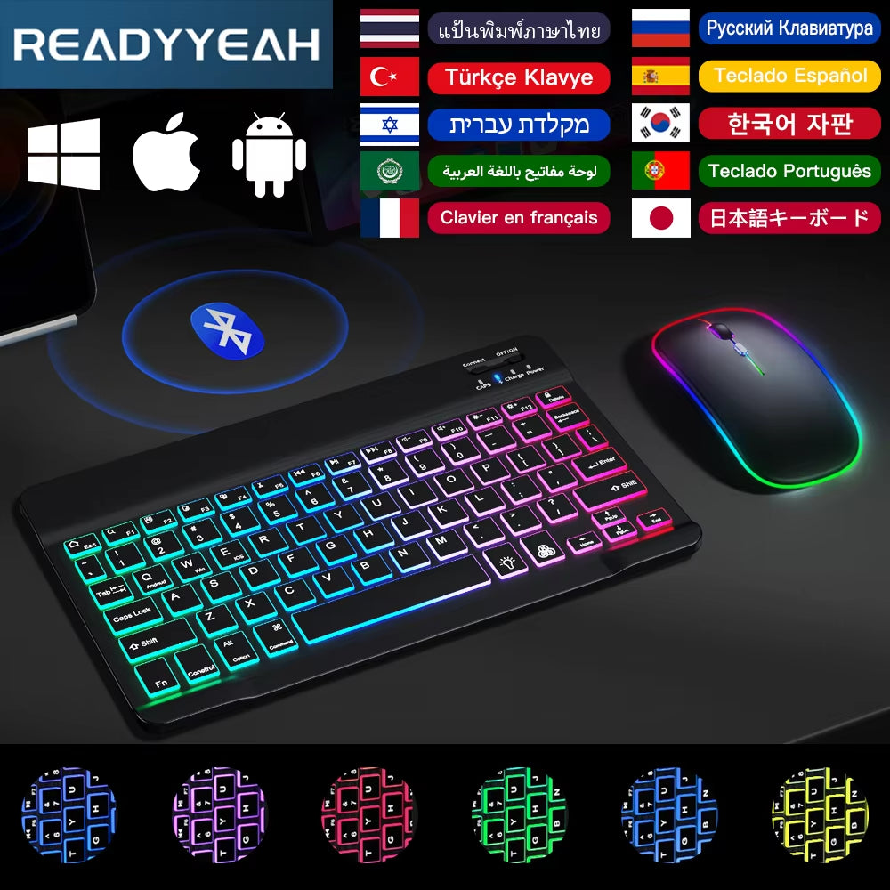 Wireless Bluetooth Keyboard and Mouse for Android Ios Windows Backlight Keyboard for Huawei Xiaomi Apple Phone Tablet Keyboard
