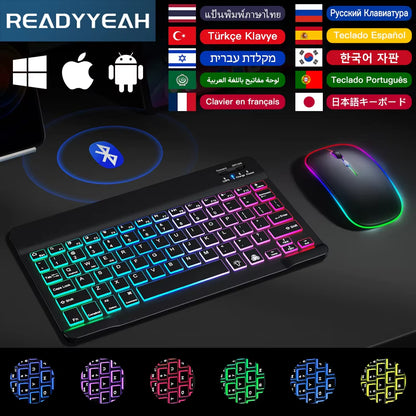 Wireless Bluetooth Keyboard and Mouse for Android Ios Windows Backlight Keyboard for Huawei Xiaomi Apple Phone Tablet Keyboard