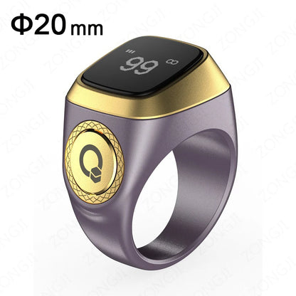 Iqibla Smart Praise Zikr Ring Tasbih Tally Intelligent Digital Counter for Muslims 5 Prayer Time Vibration Reminder Waterproof