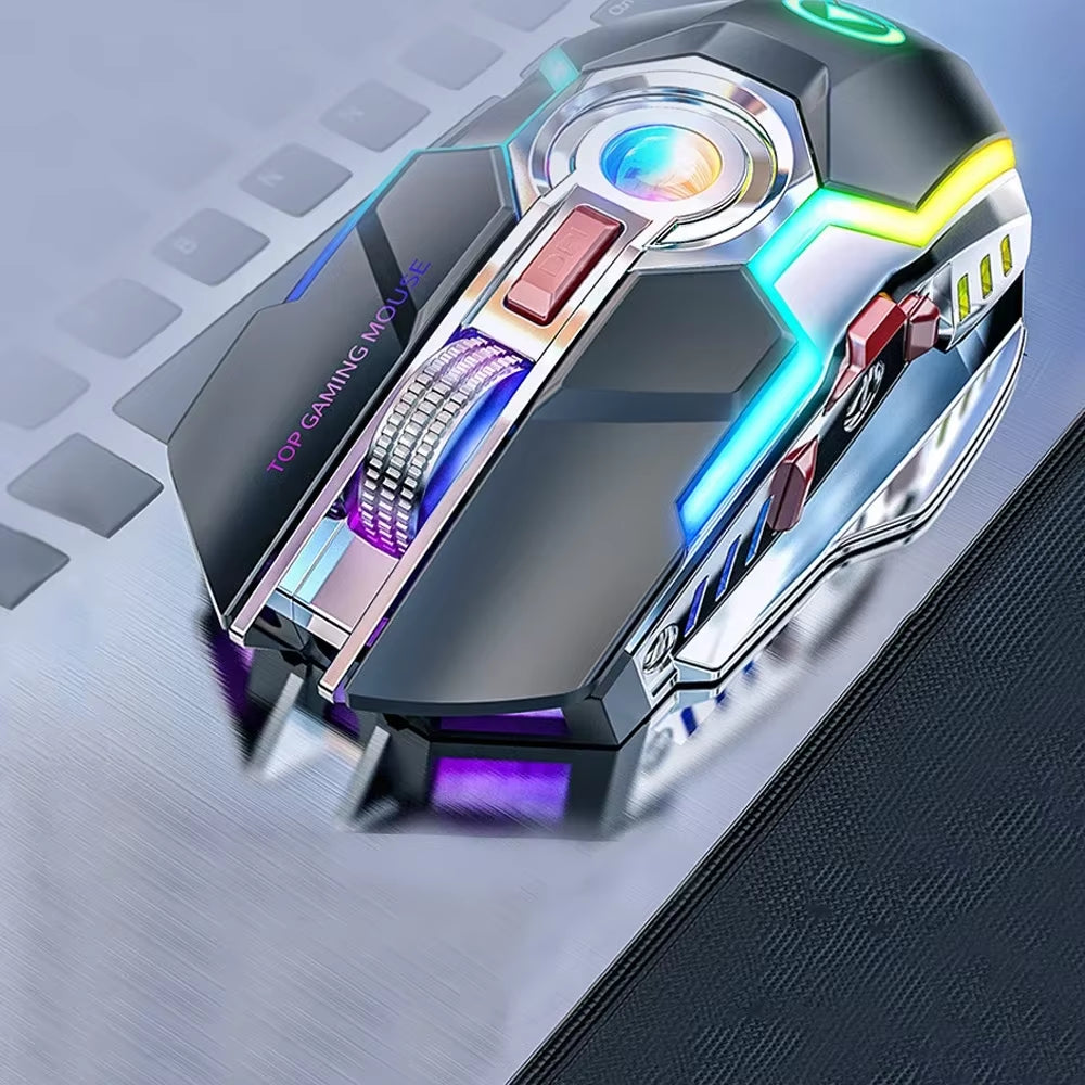 Wireless Gaming Mouse Rechargeable Computer Mouse Silent Ergonomic 7 Keys RGB Backlit for PC Computer Game Dota 2 Fortnite