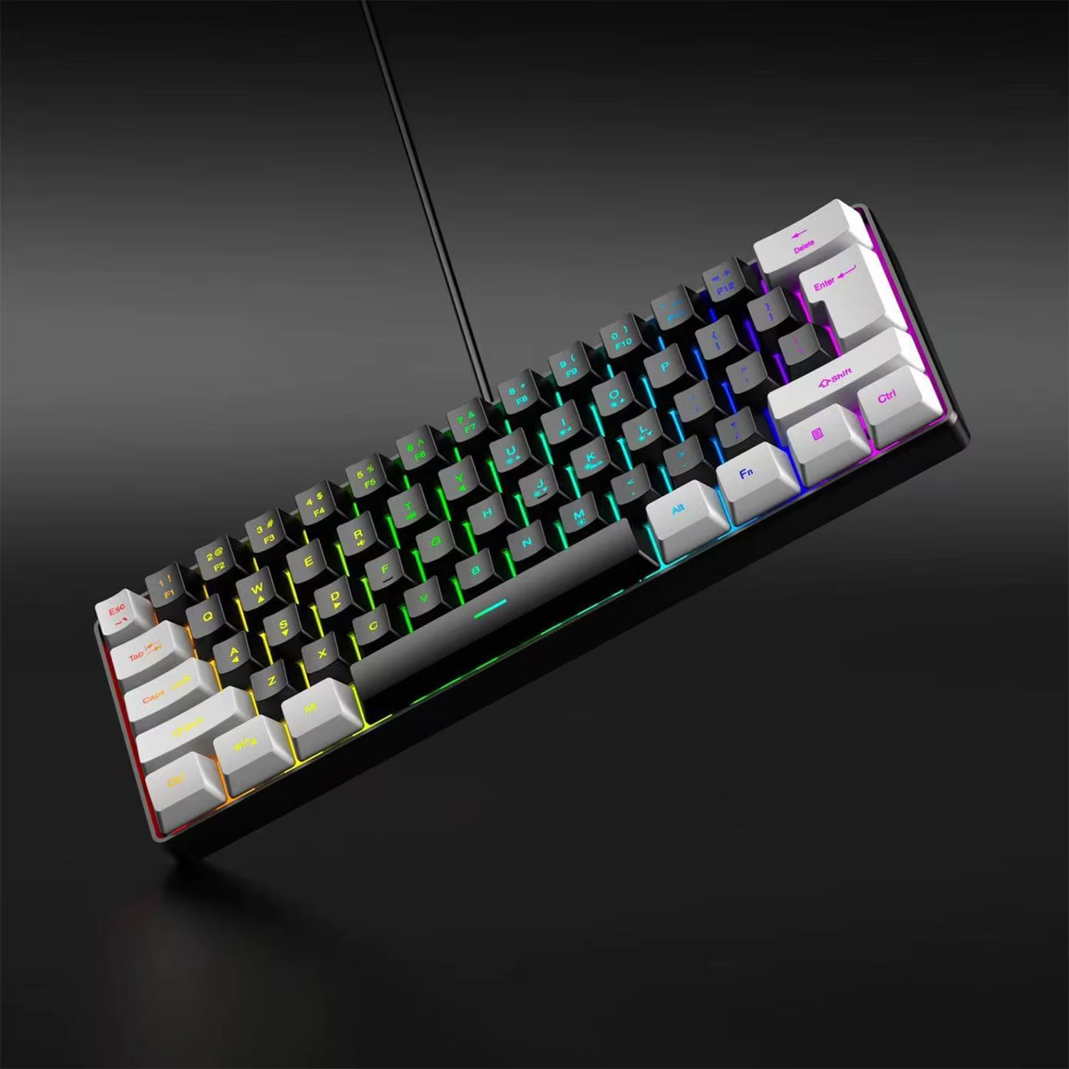 2025 New Mini 60% Compact Wired Keyboard 61 Keys RGB Backlight Membrane Keyboard for Windows PC Office Laptop Computer
