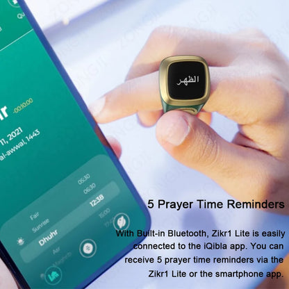 Iqibla Smart Praise Zikr Ring Tasbih Tally Intelligent Digital Counter for Muslims 5 Prayer Time Vibration Reminder Waterproof