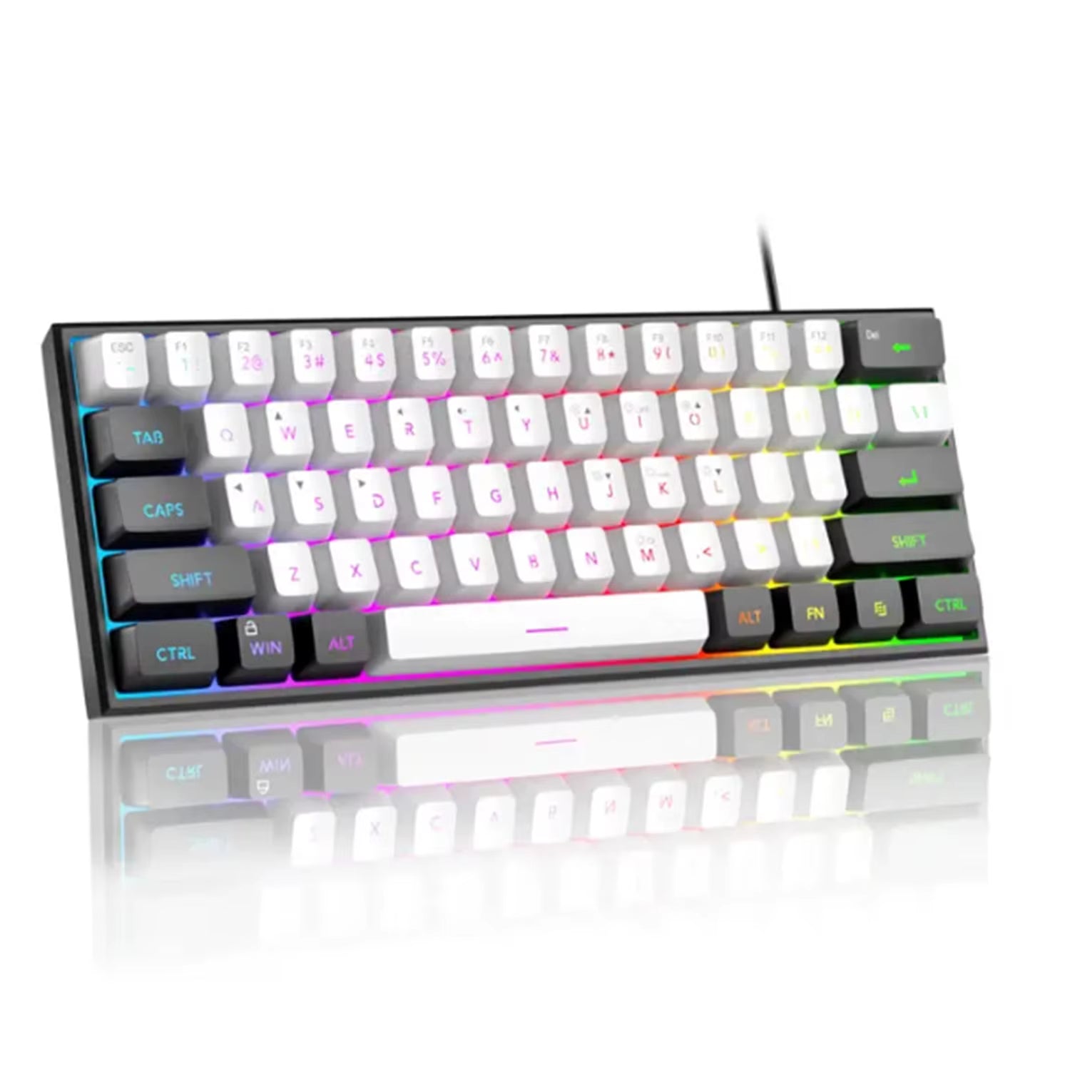 2025 New Mini 60% Compact Wired Keyboard 61 Keys RGB Backlight Membrane Keyboard for Windows PC Office Laptop Computer