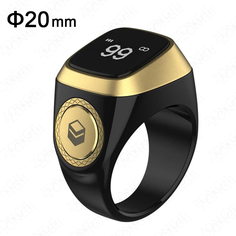 Iqibla Smart Praise Zikr Ring Tasbih Tally Intelligent Digital Counter for Muslims 5 Prayer Time Vibration Reminder Waterproof