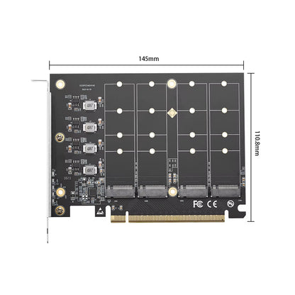 IOCREST M.2 X16 Pcie 4.0 X4 Expansion Card with Heatsink Supports 4 Nvme M.2 2280 up to 256Gbps Support Bifurcation Raid