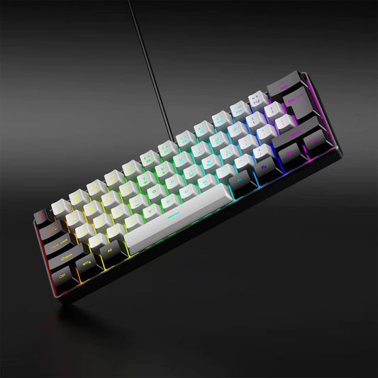 2025 New Mini 60% Compact Wired Keyboard 61 Keys RGB Backlight Membrane Keyboard for Windows PC Office Laptop Computer