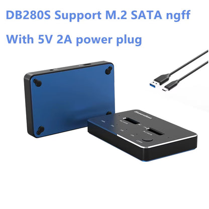 Dual Bay Ssd Enclosure Usb C M2 Ssd External Case M2 NVME/NGFF Case Ssd Hdd SSD Docking Station Usb C Clone Function