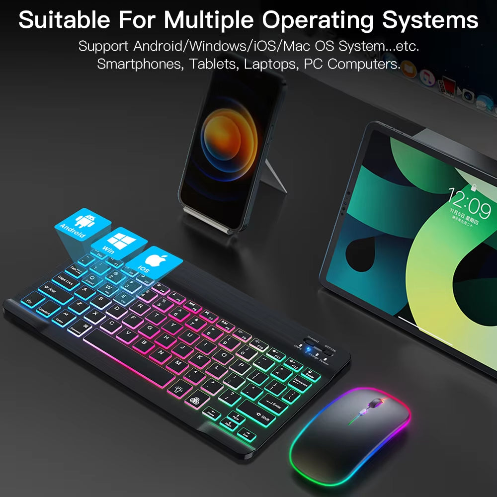 Wireless Bluetooth Keyboard and Mouse for Android Ios Windows Backlight Keyboard for Huawei Xiaomi Apple Phone Tablet Keyboard