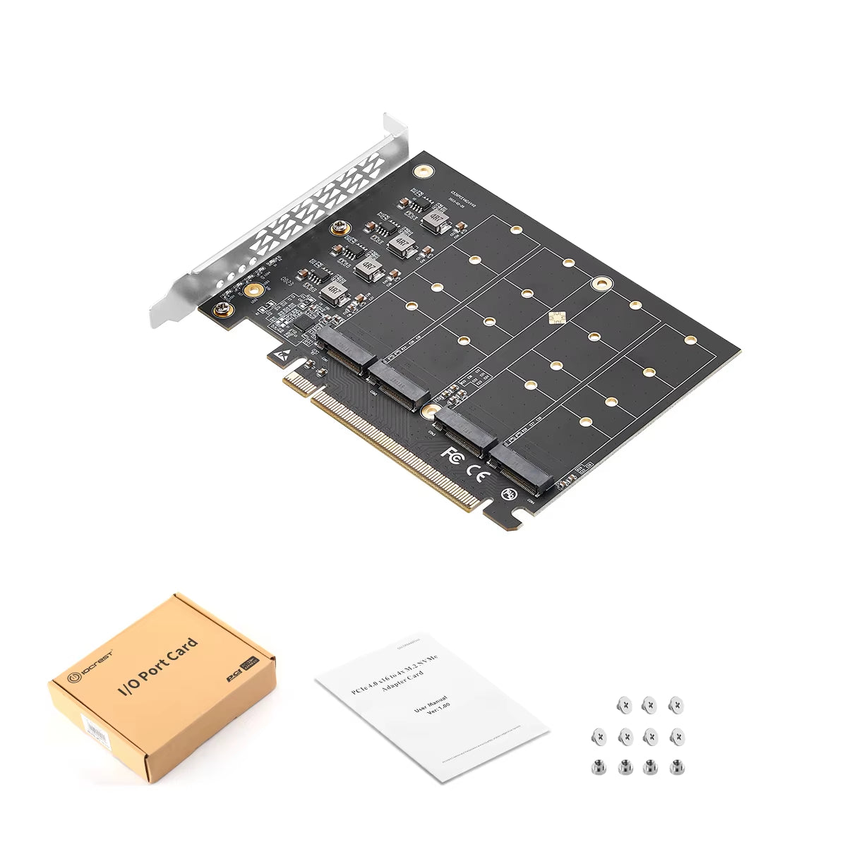 IOCREST M.2 X16 Pcie 4.0 X4 Expansion Card with Heatsink Supports 4 Nvme M.2 2280 up to 256Gbps Support Bifurcation Raid